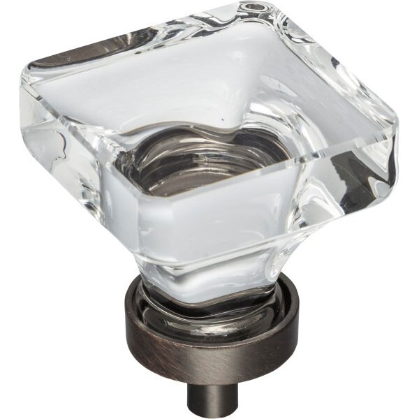 Jeffrey Alexander 1-3/8" Overall Length Brushed Oil Rubbed Bronze Square Glass Harlow Cabinet Knob G140L-DBAC - main